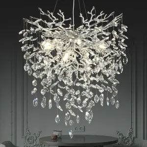 24 in. 8-Light Adjustable Chandelier with Crystal Decoration, Modern Gold Kitchen Island Chandelier, for Living Room