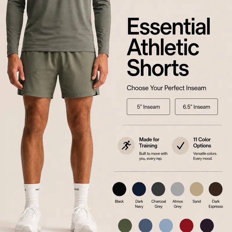 Haus | Essential Athletic Shorts | 5" & 6.5" Inseam | Lightweight Stretch