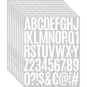 10 Sheets 500 Pcs 2 inch Self-Adhesive Waterproof Vinyl Alphabet Number Stickers for Mailbox Window Door Cars Boats Address Number, White