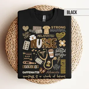 Black History Nurse Crewneck Sweatshirt, Inspirational Black Woman Nursing Sweater, Afro African American Melanin Nurse Graduate Gift RN NP