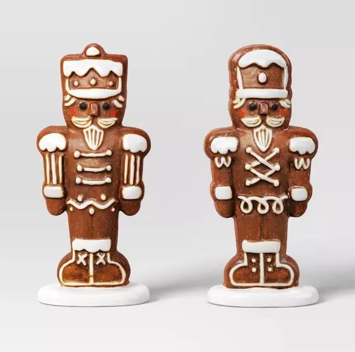 Wondershop 2pk Christmas Ceramic Gingerbread Nutcracker Decor 5in H Indoor Tabletop Holiday Figurines New in Pack