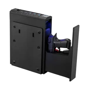 Gun Safe with Biometric Fingerprint, Passcode, and Mechanical Key Access - 3-Way Quick Access Pistol Safe for 1 Pistol and Magazine, Sliding Drawer, Illuminated Interior, Mountable on Nightstand, Bedside, Desk, or Car