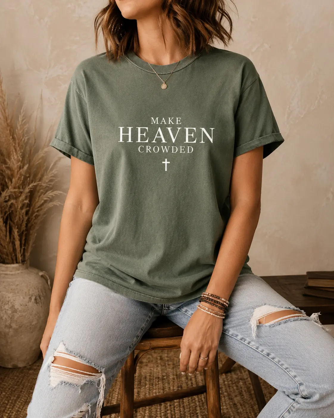 Comfort Colors Make Heaven Crowded Shirt, Christian Inspirational Tee, Religious Faith Gift, Mom Church Shirt Top