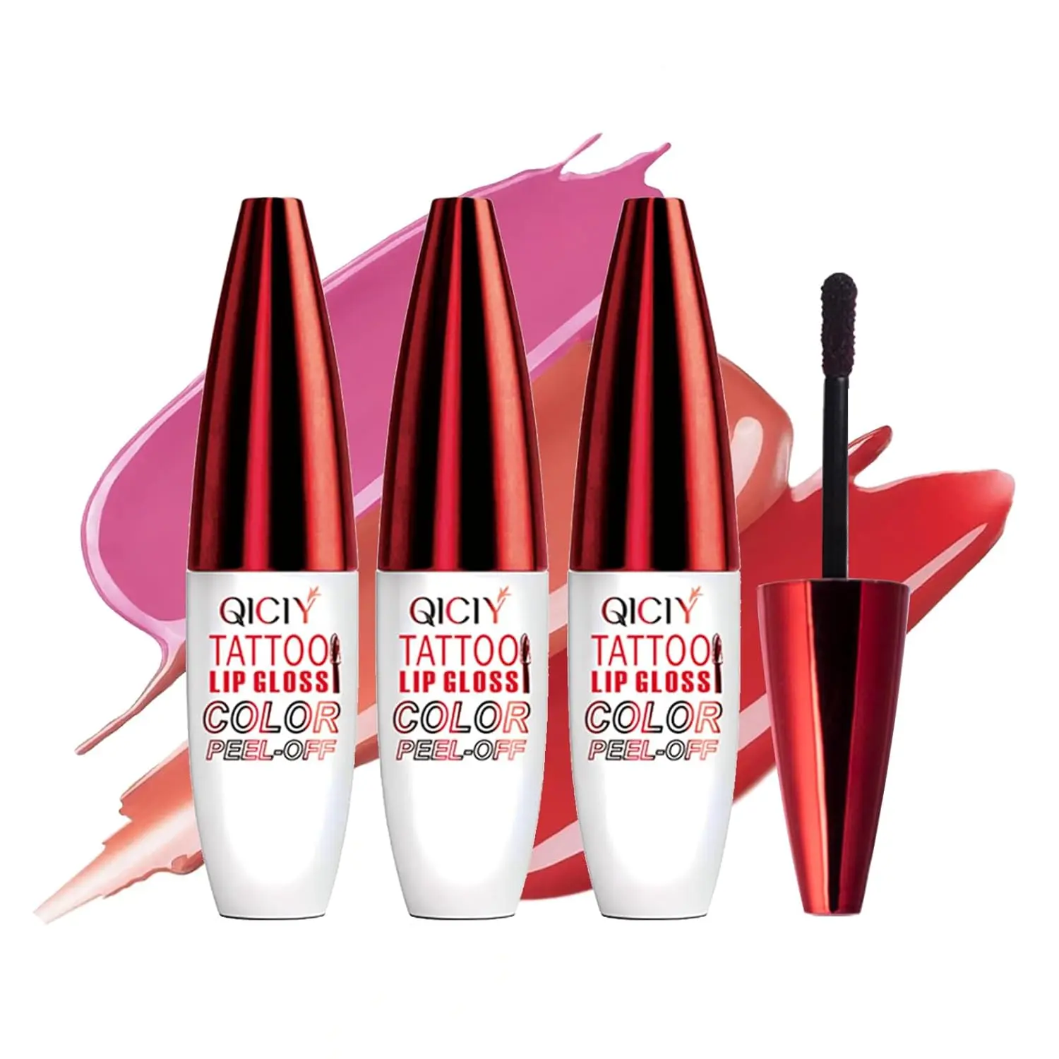 4-Color Tattoo Lip Gloss Color Peel-Off,Gloss Peel Off Lip Tint, Long-lasting Moisturizing Hydrating Lipstick, Wipe-On Colour Lipsticks, Tattoo Lip Glaze, Matte High Pigment Long Wear Waterproof - Lipgloss,Gift