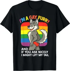 100% Cotton I'm A Gay Furry Pride Month Gay LGBTQ Rainbow Fox Furry T-Shirt