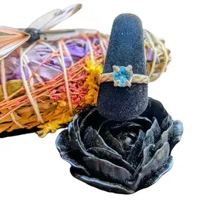 Blue Apatite 925 Silver Ring Size 8