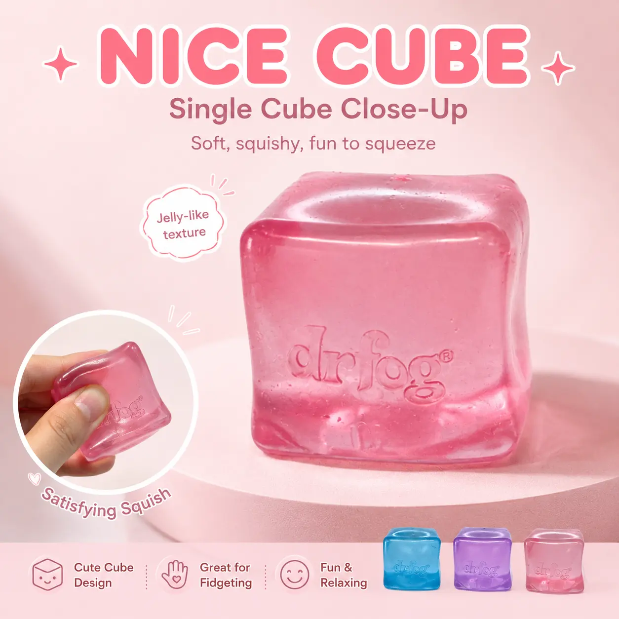 1 Count Colorful Squishy Cube Toy, Soft Squeeze Stress Relief Fidget Toy, High-Density Sensory Decompression Toy for Teens Adults, Cute Desk Relaxation Gift, Assorted Color