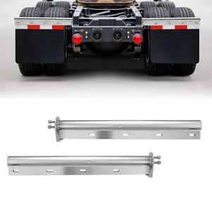 fathersdaygift  VEVOR Chrome Straight Spring Loaded Mud Flap Hangers, 1-1/8 Bolt Spacing Mudflap Hangers for Semi Trucks, 1 Pair Heavy Duty Semi Truck Mud Flap Hanger Set with Reflective Strips, Silver