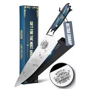 Huusk Christams Gift for Dad, 8" Chef Knife for Kitchen, Best Dad Ever Gifts, Dad Birthday Gift, Stainless Kitchen Knife with Resin Handle, Full Tang Cooking Knife,Gifts Box for Dad from Daughter Son
