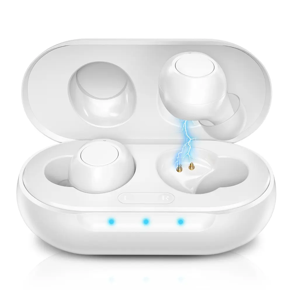 【HEALTHTREE】 Hearing Aid 16 Channel Noise Reduction Sound Amplifier,Invisible Rechargeable Mini Hearing Aid,hearing amplifiers for senior and Severe Hearing Loss . Healthcare Kit Equipment White