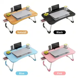 Superlele Folding Lap Desk With Cup Holder, Portable Laptop Stand For Bed Laptop Desk Bed Table Tray With Drawer, Eating Table For Bed Sofa Couch Floor