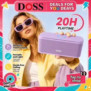 DOSS SoundBox Touch Wireless Bluetooth Stereo Portable Speaker, 12W HD Sound Bass, IPX5 Waterproof, 20H Playtime, Touch Control, Handsfree Mic Audio, Smart Device & Mobile Compatibility, Micro USB Rechargeable, Black for Home & Outdoor Use fathersdaygift,