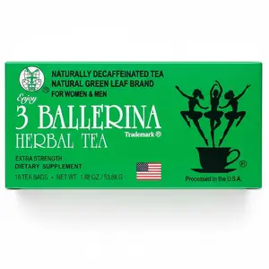 3 Ballerina Herbal Tea - Extra Strength 18 Tea Bags Total - Naturally Decaffeinated - Traditional Chinese Blend - Made in USA