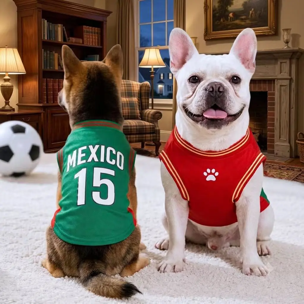 Dog Soccer Jersey Costume – Lightweight Cooling Mesh Pet Sports Shirt, Breathable Football Outfit for Small & Medium Dogs