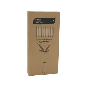 100 pcs of Premium Disposable Biodegradable Drinking Straws, 8.25" Long - Made from Sugar Cane Bagasse, Ideal for Hot and Cold Drinks, Eco-Friendly and Tasteless