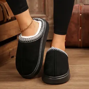Cozy Fleece Lined Slippers for Women - Warm Suede Upper Snow Booties Winter Warm Indoor Outdoor Shoes
