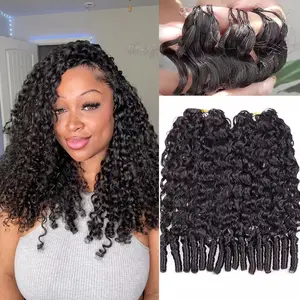 [Bling Hair] Burmese Curly Feather Crochet For Braiding Pre-Separated Invisible Knotless Crochet Hair 100% Human Hair Extensions For Women
