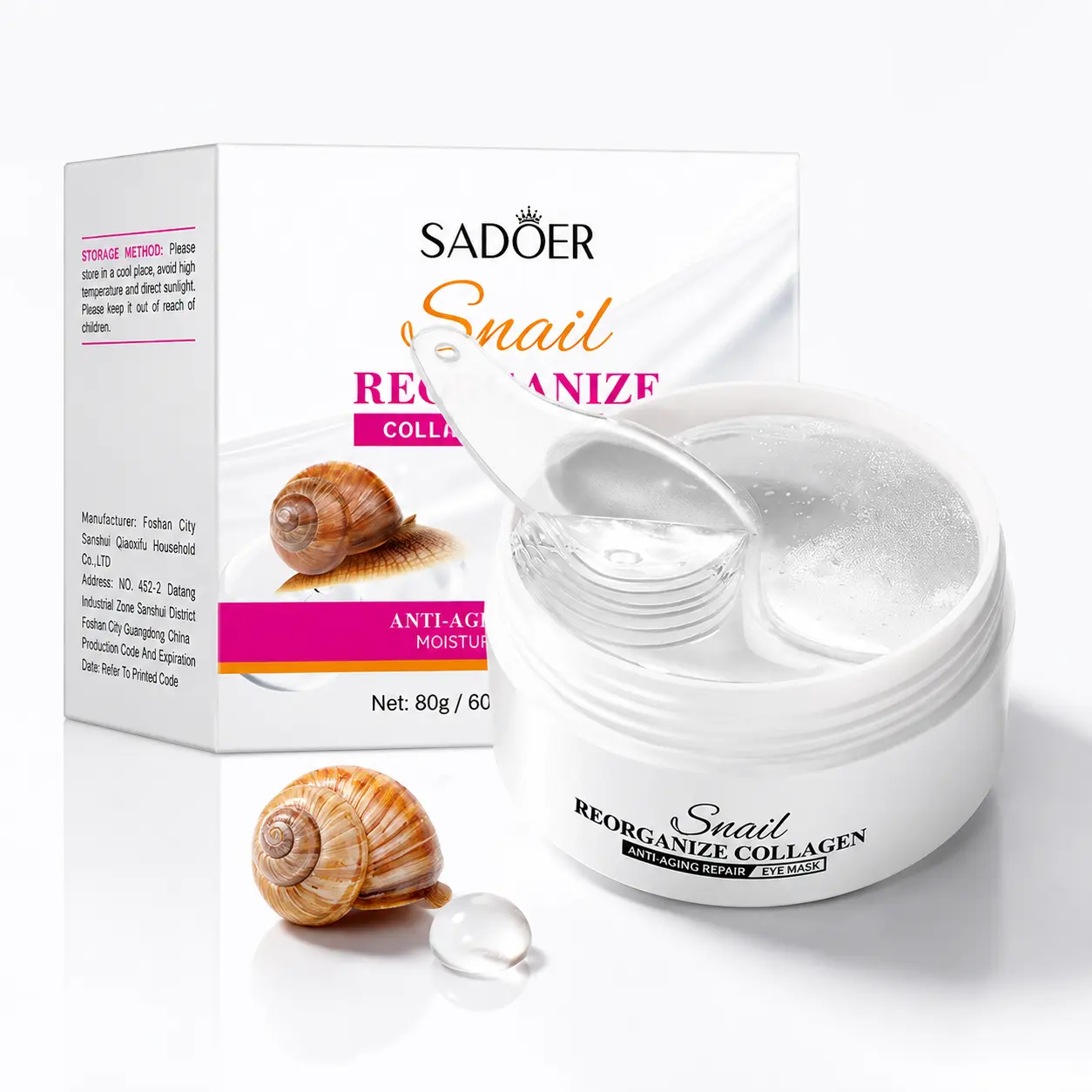 Snail Mucin + Collagen Hydrogel Eye Patches (60pcs Multi-Pack) - Under Eye Dark Circles & Puffiness Relief Hydrating Eye Treatments Moisturizing Eye Mask Eye Bags Cream Revitalizing Eye Cream