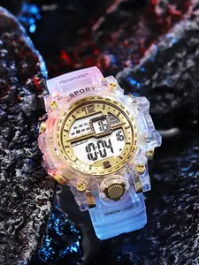Electronic Watch Transparent Strap, Multifunctional Waterproof Fashion Sport Watch for Boys & Girls, Unisex Digital Wristwatch, Casual Watch