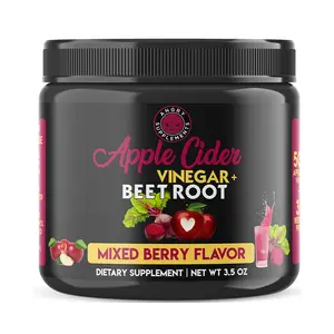 Angry Supplements Apple Cider Vinegar + Beet Root Nutritional Powdered Drink Mix, Mixed Berry Flavor, 3.5 oz Jar, Dietary Supplement