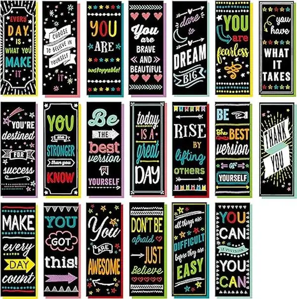 Iconikal Inspirational, Motivational, Gratitude, Appreciation, Kindness & Encouragement Sayings Bookmarks, 100-Count