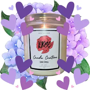 K. Rose Love Spell Scented Candle - Floral-Fruity Blend with Cherry, Peach & White Jasmine Notes - Hand-Poured, Long-Lasting Scent - All-Natural Soy Wax - Decor
