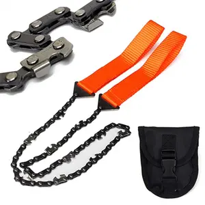 [Portable Pocket Chainsaw] Compact Portable Pocket Chainsaw - Steel Rope Chain, Orange Safety Strap & Storage Bag for Outdoor Camping, Hiking & Emergency Wood Cutting, Camping Accessories
