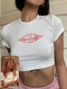 Save The Drama For Your Mama Baby Tee, Crop Top, Friends Series Rachel Green Statement Graphic Tshirt, Tv Show Quote Tee, Jennifer Aniston Tee, Gift For Her