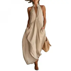 2026 Minimalist Halter Neck Maxi Dress |       Casual Loose Fit Pocket Dress |       Effortless Summer Outfit for Women #     MaxiDress #     HalterNeckDress #     BohoFashion #     SummerDress #     CasualDress #     WithPockets #     DressesForWomen