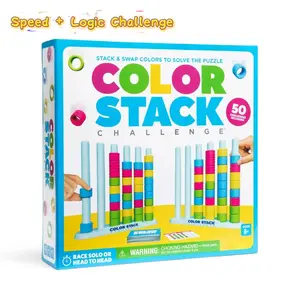 Color Stack Challenge   Viral Fast Paced Color Matching Game for Kids & Families | Head-to-Head Stack & Swap Puzzle | Perfect Non-Candy Easter Basket Stuffer | 2 Racks, 50 Cards, 80 Rings
