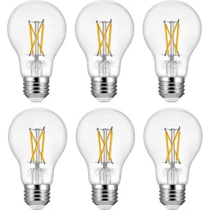 VEVOR 6 Pack Edison Bulbs LED, A19 Vintage Edison Light Bulbs, 4.5W Dimmable 450 Lumens, 2700K Warm White, E26 Base LED Filament Bulb, Antique Glass Style for Home, Bedroom, Office, Farmhouse,CRI80+