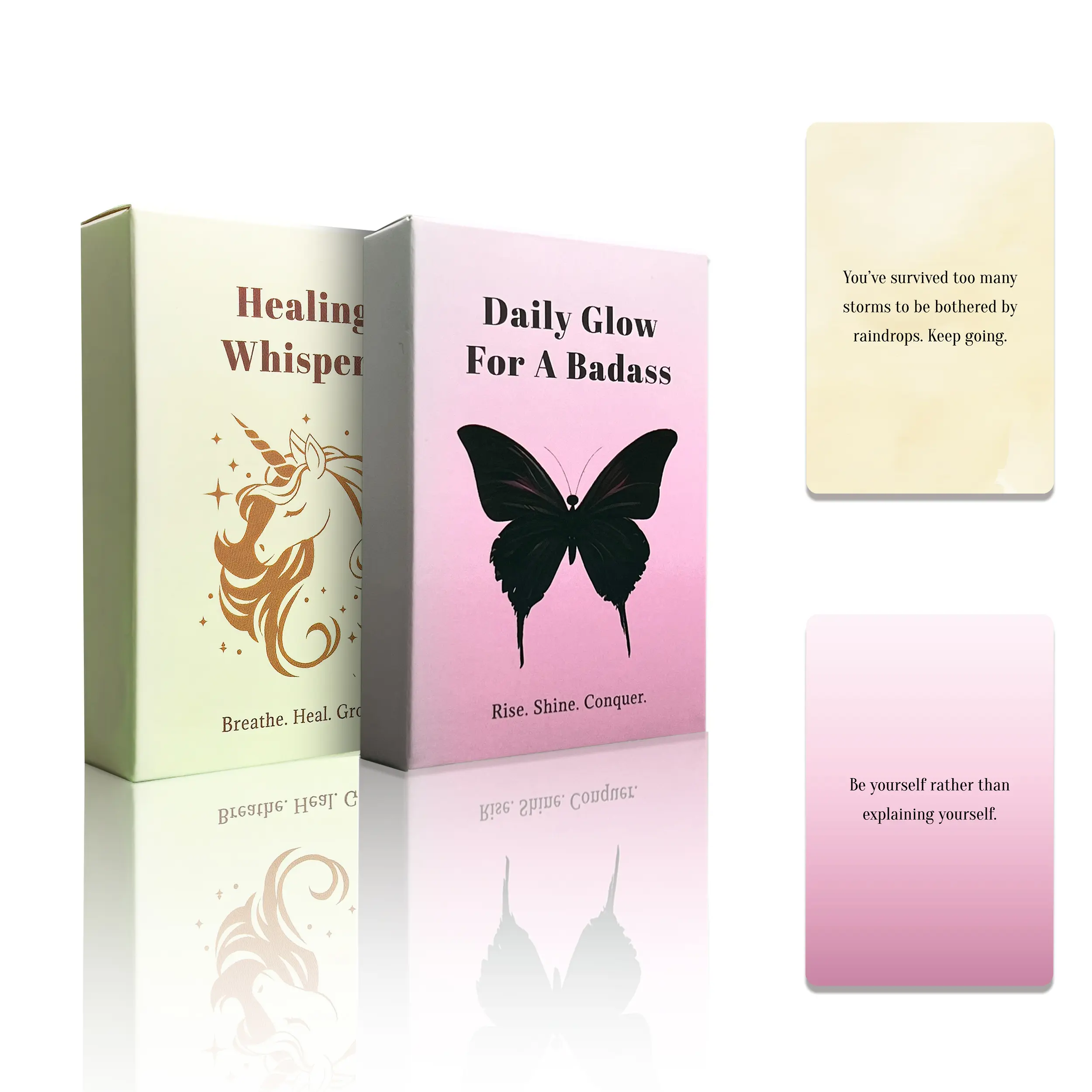 Healing Whispers Affirmation Cards for Women, Daily Inspirational Affirmations for Mindfulness & Self Care, Women Empowerment Deck for Meditation & Yoga, Stress & Anxiety Calming Uplifting Self Care Gift