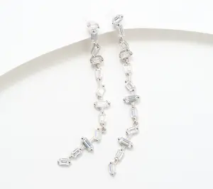 Diamonique Italia 2" Dangle Earrings, Sterling Silver