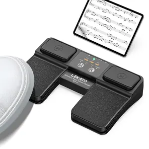 LEKATO Wireless Bluetooth Page Turner for ipad Tablets Android IOS USB-Rechargeable Music Page Turner Foot Pedal with LED Battery Indicator Supports Multimedia Controls (Play/Pause, Next Track)