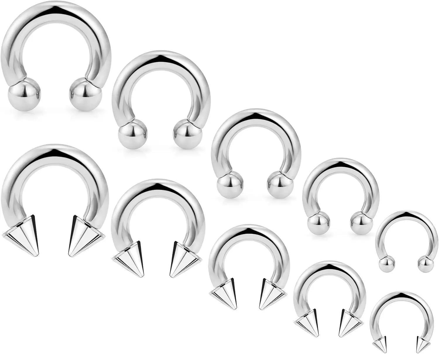 Stainless Steel Septum Ear Gauges Kit - 6G to 16G Stretching Piercing Jewelry - Internally Threaded Body Jewelry for Women - 10mm to 16mm Sizes Available