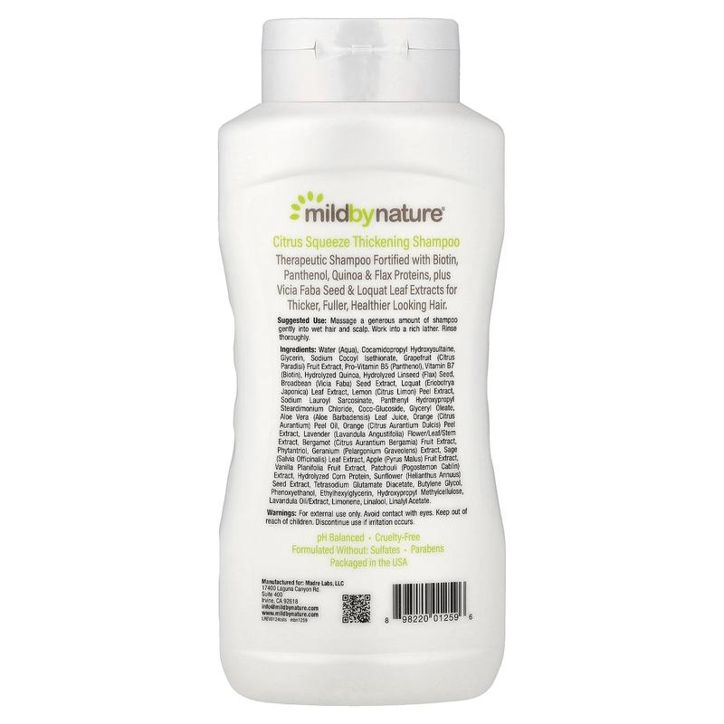 Mild By Nature Thickening Shampoo, B-Complex + Biotin, Citrus Squeeze, 16 fl oz (473 ml)