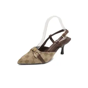 Chic Pointed Toe Platform Heels with Metal Chain Detail Summer High Heel Sandals for Women Comfortable Wedding Party Shoes