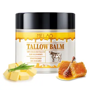 Beef Tallow Honey Balm for Skin - Grass Fed Beef Tallow Moisturizer for Face,Whipped Organic Unscented Fast Absorption Cream Infused with Manuka Honey Beeswax Olive Oil (2 oz)