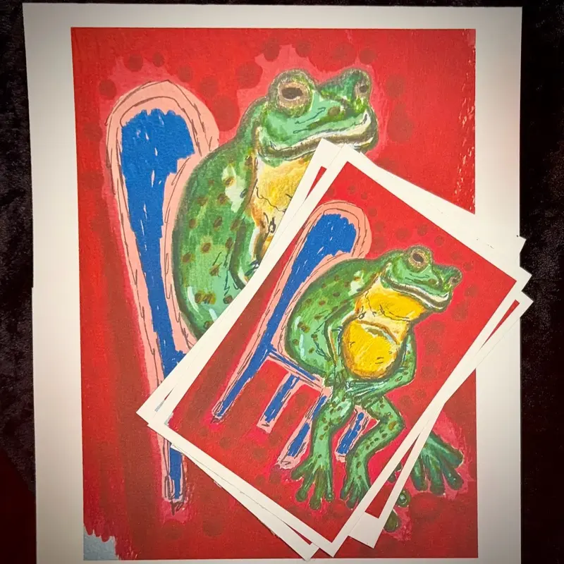 "Ribbit" Print Wall Art - Playful Frog-Themed Decor for Bedrooms, Living Room Accent Piece