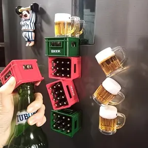 Beer Bottle Opener, Soda Bottle Opener, Can Be Attached To The Refrigerator As Decoration, Creative Beer Basket Design, Can Be Used In Home Bars, Parties, Refrigerator Cartoon Stickers