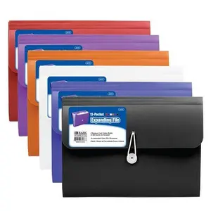 Bazic 3177 13-Pocket Letter Size Poly Expanding File Pack of 6