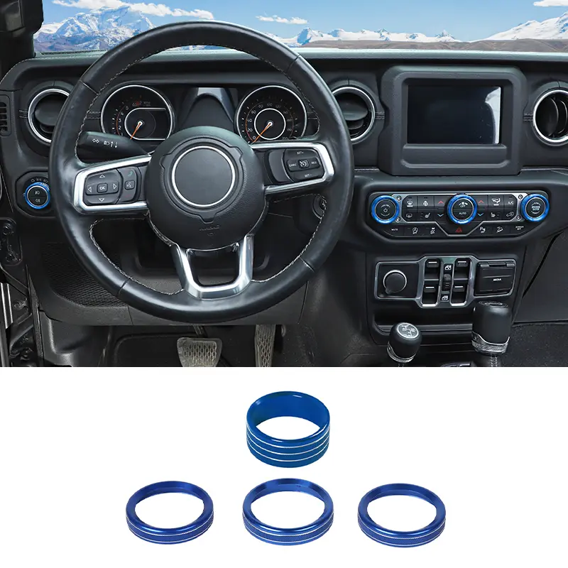 ABS Aluminum Alloy Air Conditioner & Headlight Switch Knob Trim Set, 4-Item Short-Depth DIY Install Secure Pre-Pasted Car Interior Stickers, Accessories for Car Fit 2018+ Jeep Wrangler JL/JLU, 2020+ Gladiator JT, Auto Accessories