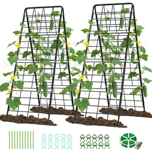 2 Pack Cucumber Trellis,Thickened A Frame Garden Trellis for Raised Bed Climbing Plants, Vegetables, Beans,Tomatoes,Peas,with Plant Support Clips, Twist Ties, Plastic Ties