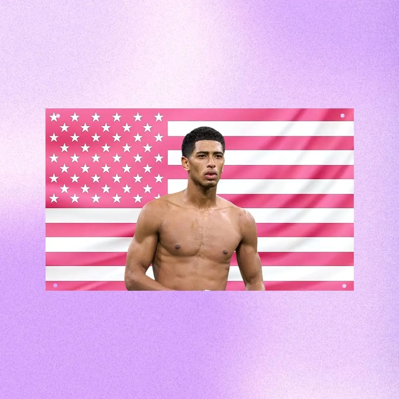 Jude Bellingham Pink US Wall Tapestry Flag, Football Wall Art, Soccer Bedroom Decor, Sports Fan Banner