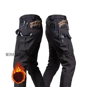 Waterproof Windproof Soft Shell Fleece Lined Tactical  - Men's Outdoor Military Work  - Polyester 90.70% Spandex 9.30%, Mid Waist, Regular Fit, 320g/m2, with Pockets, No Belt, Casual Weekend Wear Black Menswear pants Low Rise Raw Hem Denim Shorts