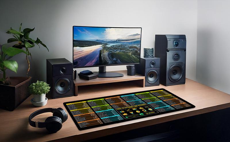 Excel Shortcuts Mouse Pad - Extended Large Creative Office Mouse Pad For Keyboard and Mouse, Non-Slip Base Excel Cheat Sheet Desk Pad computer desk