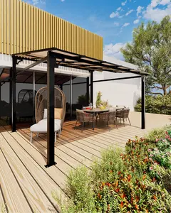 【GARVEE】10'x12' Wall-Mounted Hardtop Gazebo with 6mm UV-Resistant Polycarbonate Roof and Reinforced Aluminum Lean-to Pergola for Patio, Deck, Backyard - All-Weather Shelter, 2025 Sturdy Design