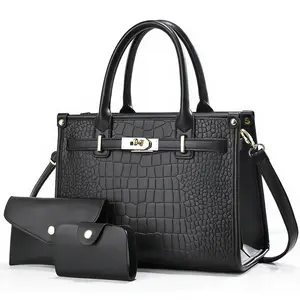Women's Fashionable Crocodile EmbossedHandbag & Coin Purse Set, Casual VersatileLarge Capacity Shoulder Bag Set, Trendy All-match Bag Set for Daily Use