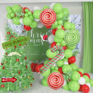 Soonlyn Christmas Balloon Arch Garland Kit, 13ft Red and Green Balloons for Xmas Lime Green Birthday Party Decorations with Foil Christmas Balloon