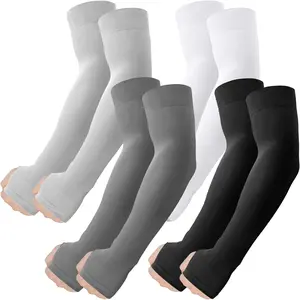 4 Pairs Cooling Arm Sleeves with Thumb Hole UV Protection Tattoo Cover Up for Men and Women Outdoor Sports
